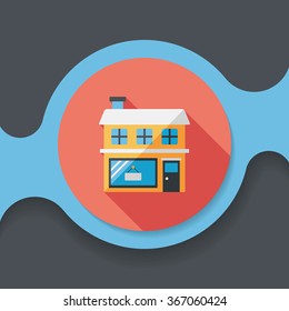 Building shop store flat icon with long shadow,eps10