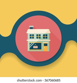 Building shop store flat icon with long shadow,eps10