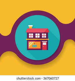 Building shop store flat icon with long shadow,eps10
