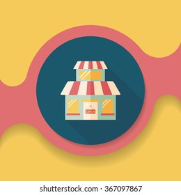 Building shop store flat icon with long shadow,eps10