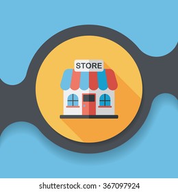Building shop store flat icon with long shadow,eps10