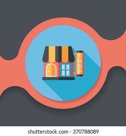 Building shop store flat icon with long shadow,eps10