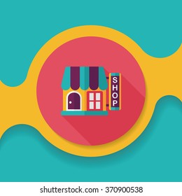 Building shop store flat icon with long shadow,eps10