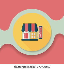 Building shop store flat icon with long shadow,eps10
