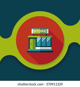 Building shop store flat icon with long shadow,eps10