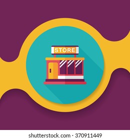 Building shop store flat icon with long shadow,eps10