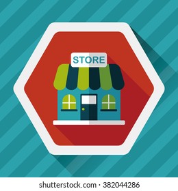 Building shop store flat icon with long shadow,eps10
