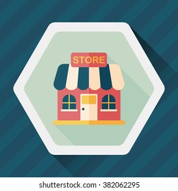 Building shop store flat icon with long shadow,eps10