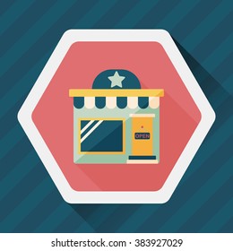Building shop store flat icon with long shadow,eps10