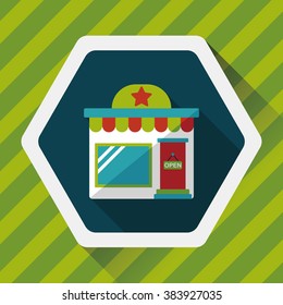 Building shop store flat icon with long shadow,eps10