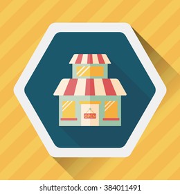 Building shop store flat icon with long shadow,eps10