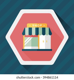 Building shop store flat icon with long shadow,eps10