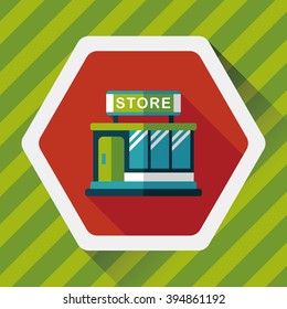 Building shop store flat icon with long shadow,eps10