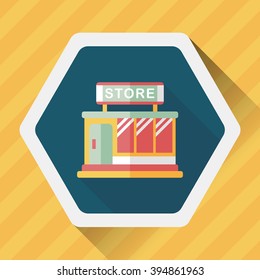Building shop store flat icon with long shadow,eps10