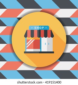 Building shop store flat icon with long shadow,eps10