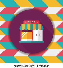 Building shop store flat icon with long shadow,eps10