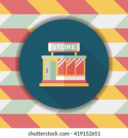 Building shop store flat icon with long shadow,eps10