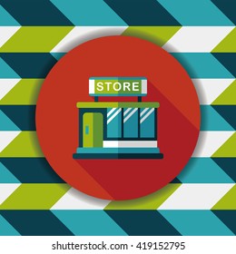 Building shop store flat icon with long shadow,eps10