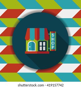 Building shop store flat icon with long shadow,eps10