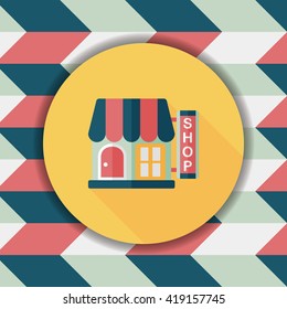 Building shop store flat icon with long shadow,eps10