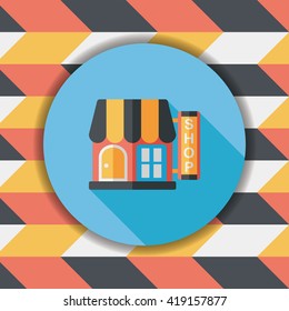 Building shop store flat icon with long shadow,eps10