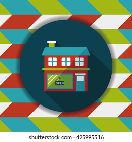 Building shop store flat icon with long shadow,eps10