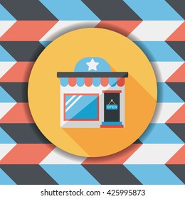 Building shop store flat icon with long shadow,eps10