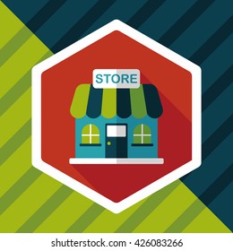 Building shop store flat icon with long shadow,eps10
