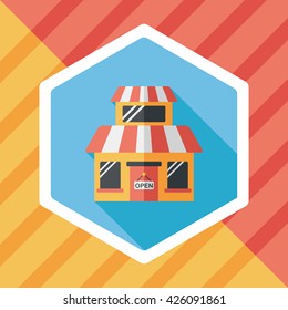 Building shop store flat icon with long shadow,eps10