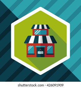 Building shop store flat icon with long shadow,eps10