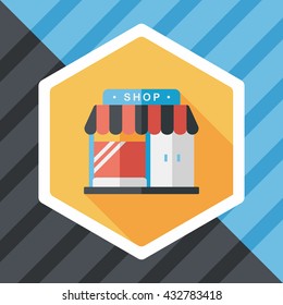 Building shop store flat icon with long shadow,eps10