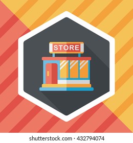 Building shop store flat icon with long shadow,eps10