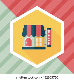 Building shop store flat icon with long shadow,eps10