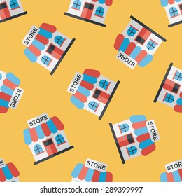 Building shop store flat icon,eps10 seamless pattern background