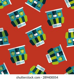 Building shop store flat icon,eps10 seamless pattern background