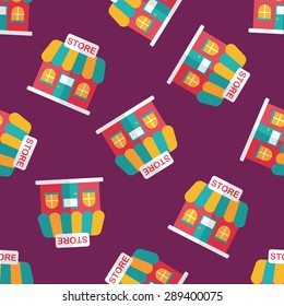 Building shop store flat icon,eps10 seamless pattern background