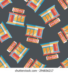 Building shop store flat icon,eps10 seamless pattern background