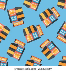 Building shop store flat icon,eps10 seamless pattern background