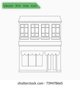 Building sign. Vector. Line icon on white background.