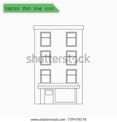 Building sign. Vector. Line icon on white background.