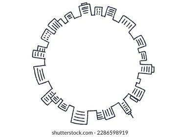 Building silhouette circle illustration material