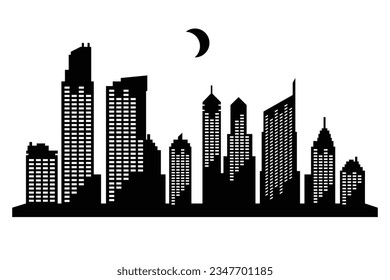 Building silhouette cityscape. Modern flat city architecture. urban city landscape. 