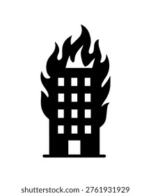 Building silhouette in flames, conceptualizing fire hazard and urban destruction