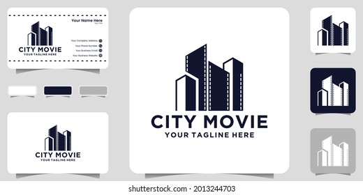Building silhouette logo design inspiration and film cliches icon and business card designs