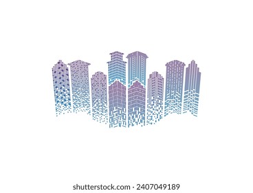 Building silhouette of Skyscraper Modern city in vector, Skyline Real Estate business background.