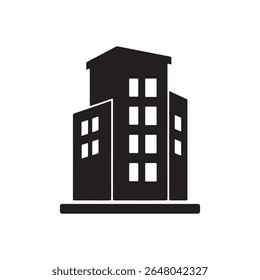 Building silhouette vector icon isolated on white background