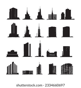 Building silhouettes on white background