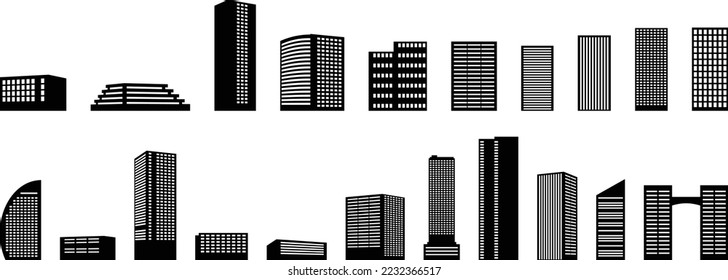 building silhouettet 21set pack vector illustration