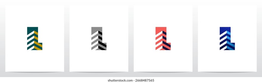 Building Simple Abstract Shape Inside Letter Initial Alphabet Logo Design L