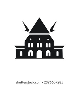 Building simple flat black and white icon logo, reminiscent of Giza Sphinx, World Historic Simple Logo Black and White.